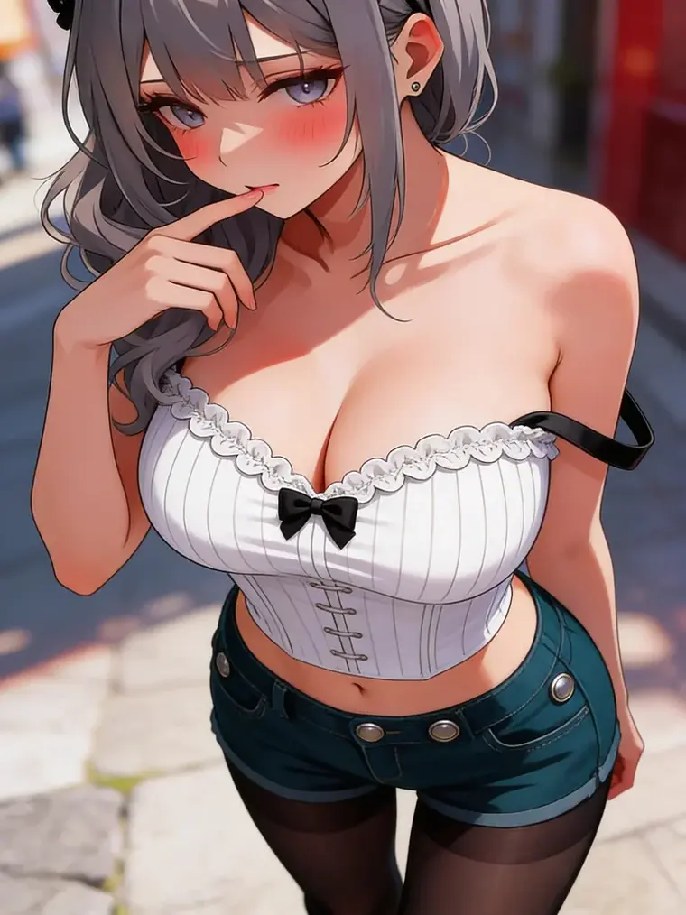 Anime-style Crushi AI character in a corset
